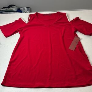 Cut out shoulder short sleeve blouse M New w/tags